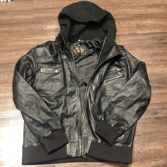 🌵 Real leather black bomber moto jacket - Picture 5 of 5